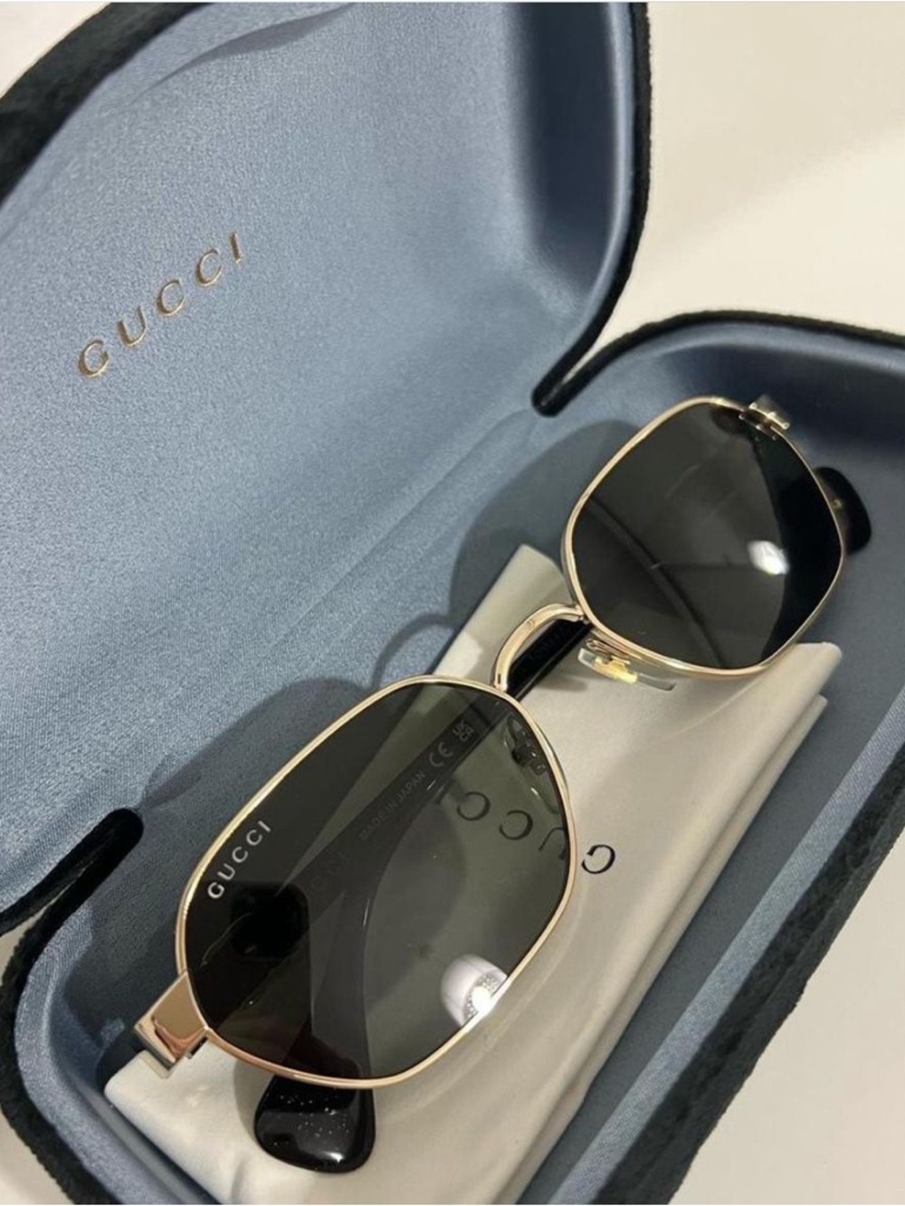 Gucci Gold Frame Black Lens Sunglasses